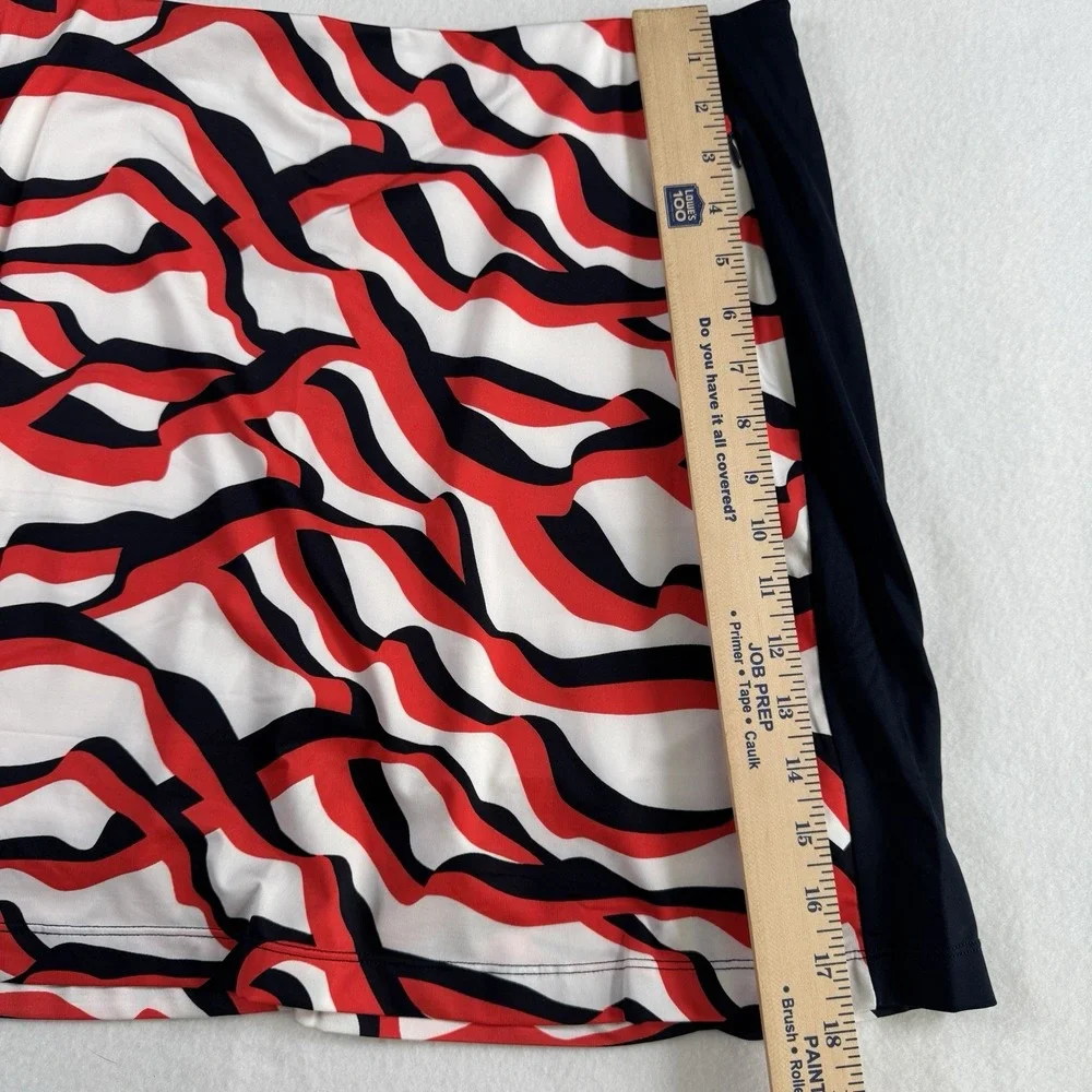 TAIL Performance Golf Skort Womens L Red White Navy‎ Angela Wave Print Pull-On